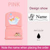 Pink custom kids name stamp product with a bathtub design and blank space for personalization