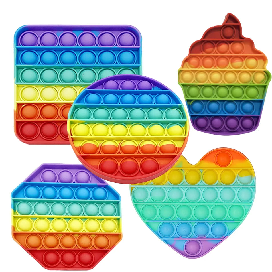 Rainbow Pop Fidget Toy – Large 20cm Squishy Sensory Stress Relief for Kids & Adults
