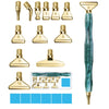 A set of ten diamond painting pens with interchangeable metal tips and multi-placers shown in various configurations.