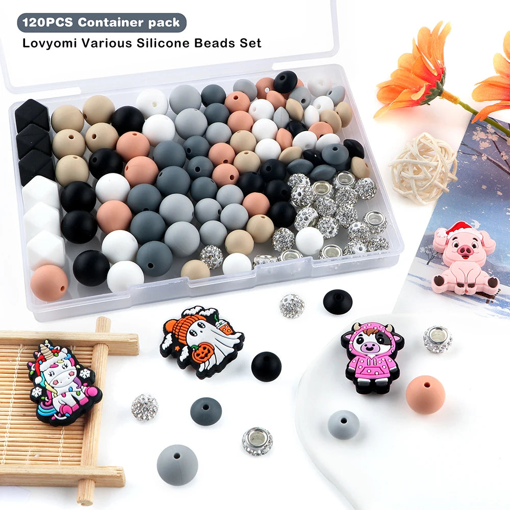 Silicone Beads Variety Pack for Jewelry Making – 120 Pieces
