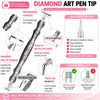 Diamond art pen tip showing various components including an ergonomic handle, metal tip design, and threaded fit for painting