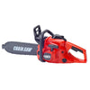 Red and black battery-powered toy drill and chain saw tool set