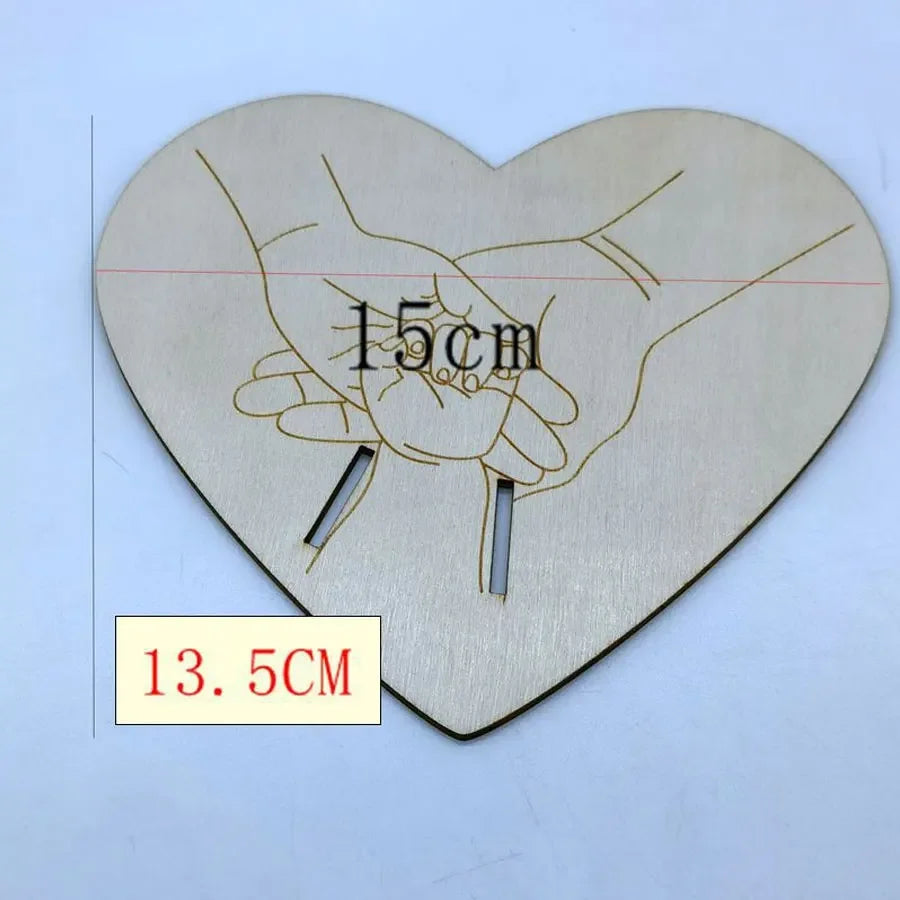 Wooden Baby Birth Memory Keepsake Set with Wristband and Display Stand