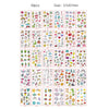 A grid display of 30 packs of temporary tattoos featuring various colorful and whimsical designs for kids and adults.