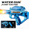 Blue electric water gun with flame ejection feature and lithium battery