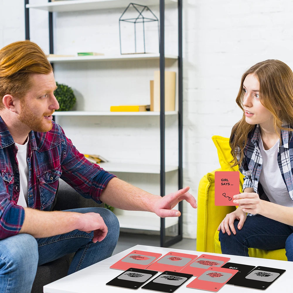 A close-up of couples scratch-off challenge cards for romantic date nights displayed on a white table.