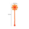 Orange stretchy spider web toy with a 5.5cm spread and a 19cm stick.
