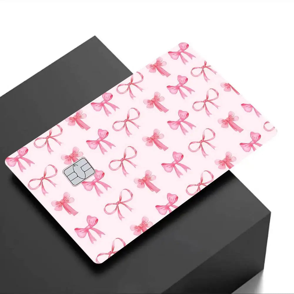 Pink Bowknot Anime Card Skin - Customizable Credit Card Cover