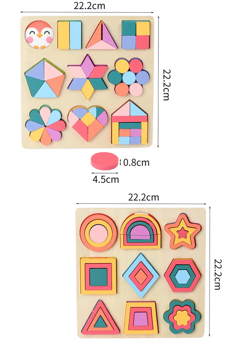 Wooden Rainbow Shape Sorting Puzzle for Kids