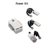 A power kit for a STEM programming building blocks set, showing various electronic components and connectors.