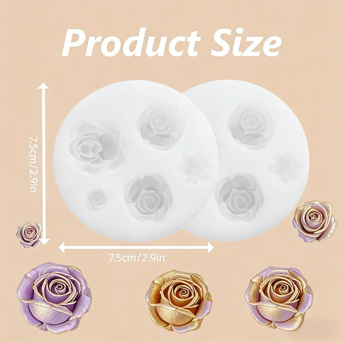 Reusable Rose Silicone Mold with Realistic Layered Petals