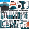A collection of various tools and toys including screwdrivers, pliers, and other construction items for kids.
