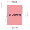 A diagram showing the size and dimensions of a diamond painting canvas, labeled with measurements in centimeters and inches.