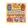 A bold and easy coloring book featuring spooky food and drinks like cupcakes, pizza, and milk.