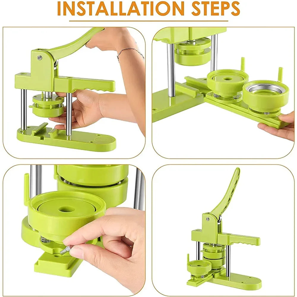 DIY Button Maker Machine Kit with Interchangeable Molds – 5 Sizes