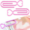 A set of two pink heart pattern diamond painting canvas clips with numbered labels