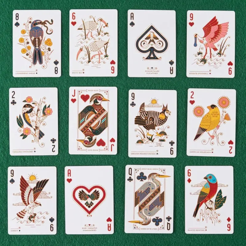 Bird-Themed Playing Cards with Unique Illustrations