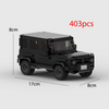 A black classic supercar building block model with a cab and detailed features.