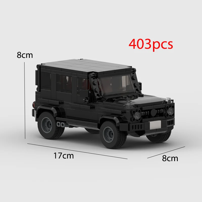 A black classic supercar building block model with a cab and detailed features.
