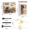 A set of dinosaur fossil excavation tools and a replica fossil skeleton model for kids