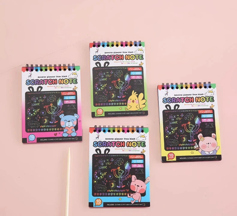 Rainbow Scratch Art Paper Set for Kids – DIY Graffiti & Drawing Activity Book