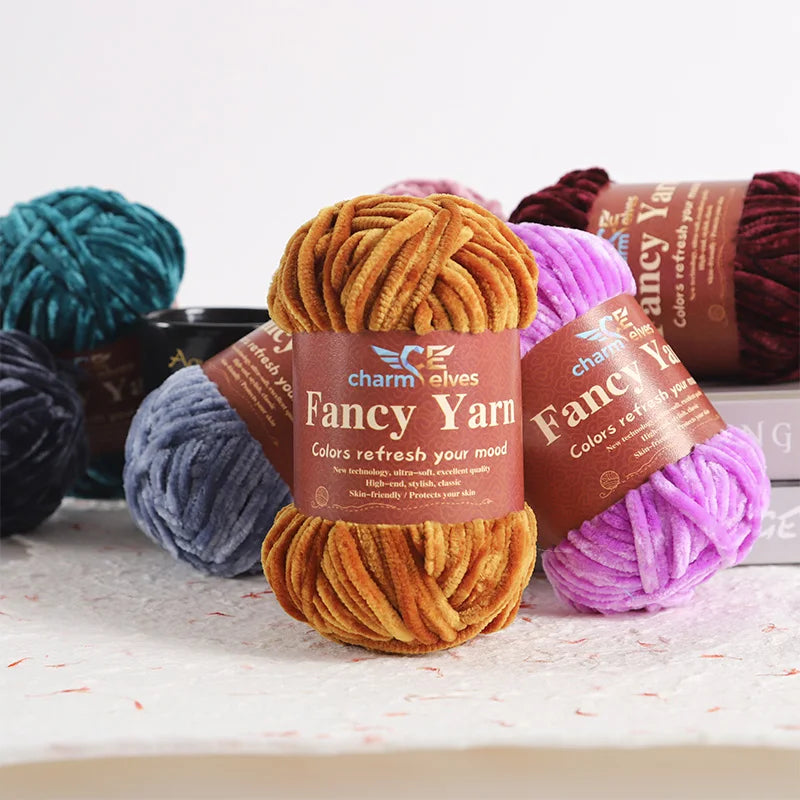 Chenille Velvet Yarn 2-Pack – Soft & Warm for Knitting and Crochet