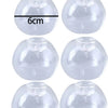 A set of six clear, translucent silicone squeeze balls used for stress relief, with a measurement line indicating 6cm.