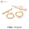 Four sets of 18K gold round O-toggle clasps for bracelets and jewelry making