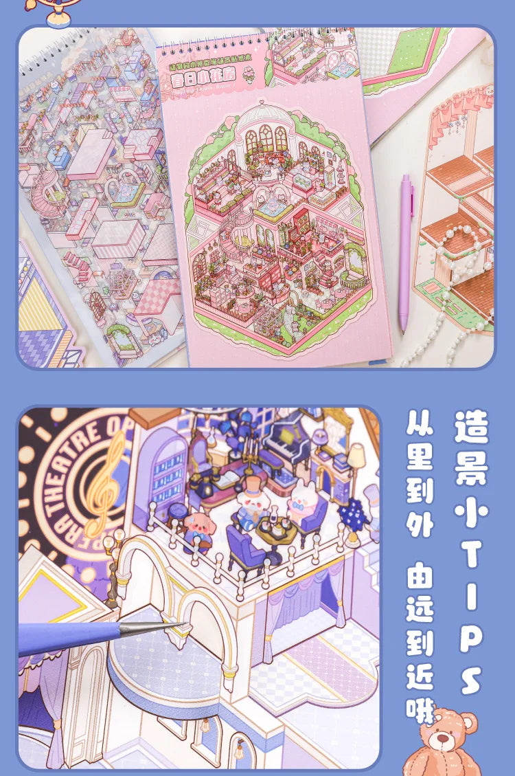 3D Miniature Scene Sticker Book for Kids