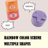 A set of colorful stacking cups for babies featuring numbers, letters, and shapes for educational play.