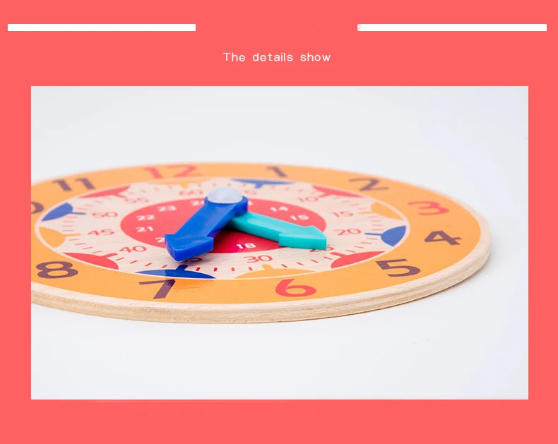 Wooden Montessori Clock Toy for Kids Learning Time