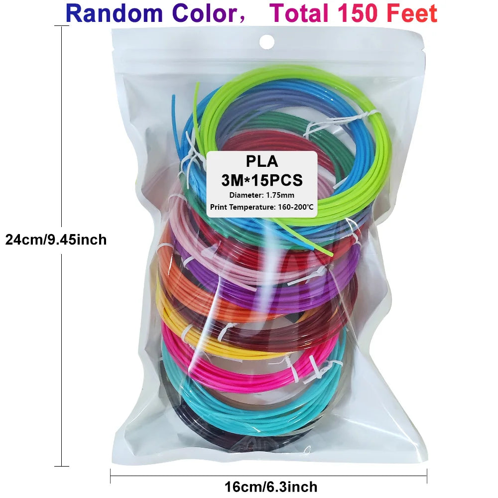 PLA 3D Pen Filament Refill Pack – 1.75mm, Multi-Color Bundle
