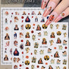 A total of three sheets of vintage angel and saint nail art stickers featuring cherubs and crosses.