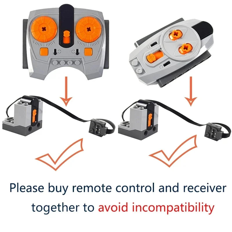A set of remote control and receiver components for a motor and servo system.