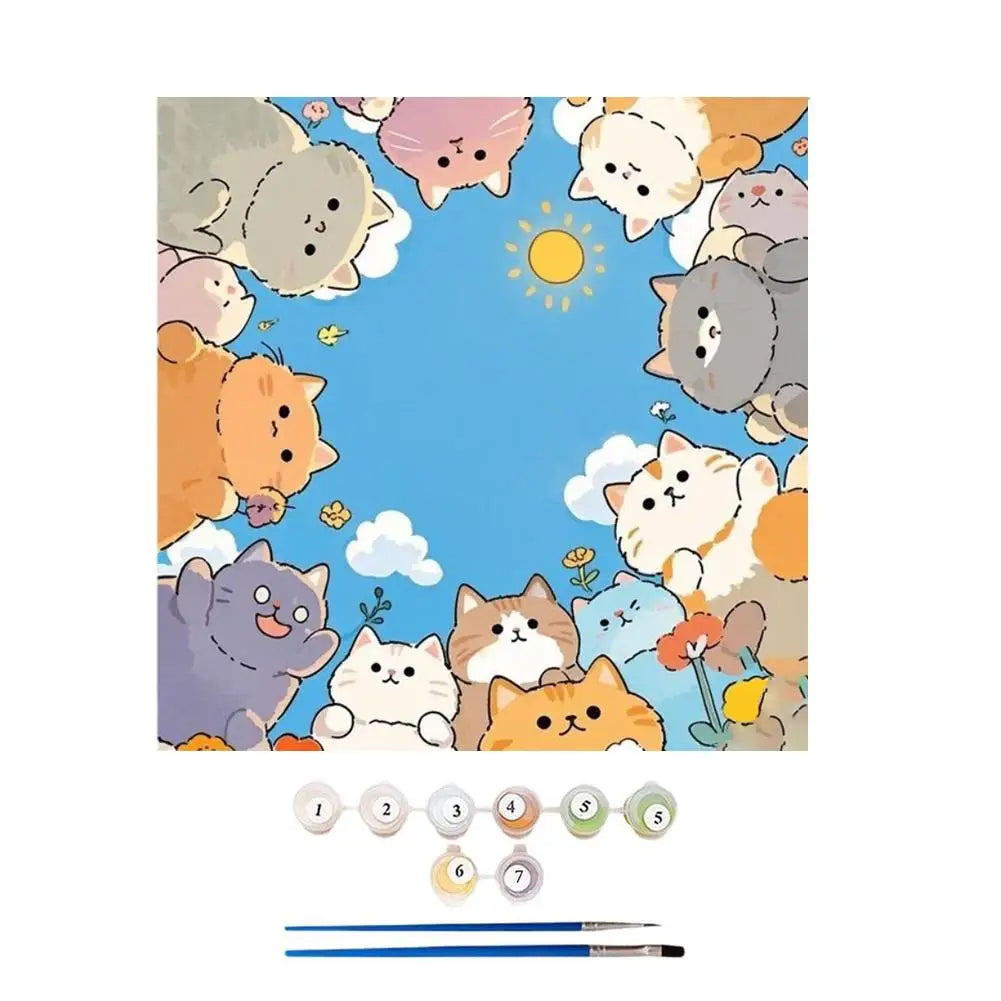 Cat Paint by Numbers Kit for Adults – Acrylic Painting on Canvas with Brushes