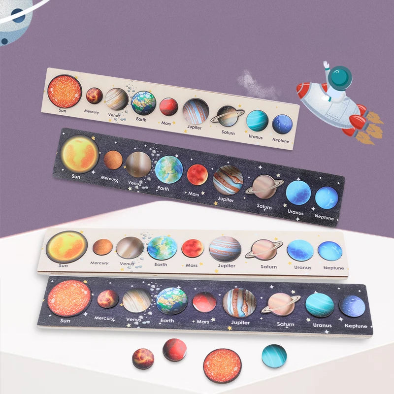 Montessori Wooden Solar System Puzzle for Kids