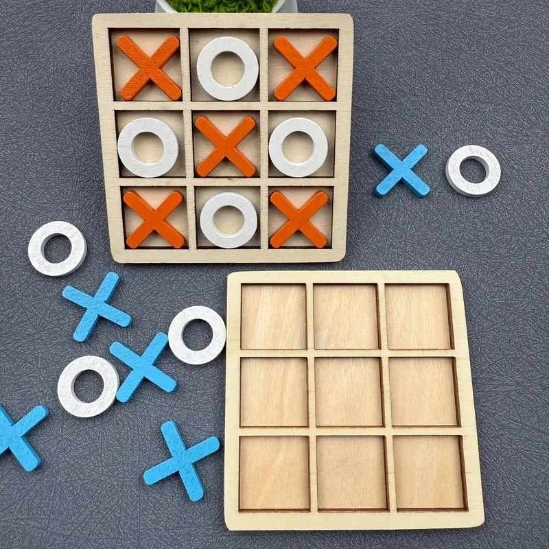 Classic Wooden Tic Tac Toe Game for Family Fun