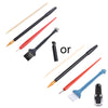 A set of five scratch art tools including a palette knife, brush, and various pointed implements.