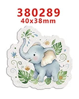 A light blue elephant silhouette with a trunk and large ears on a white background.