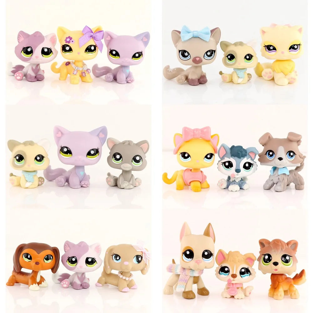 Realistic Mini Animal Figurine Set - Dogs, Cats & Fox