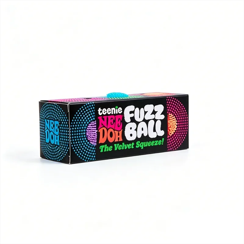 A box of teenie fuzz balls for stress relief and sensory play