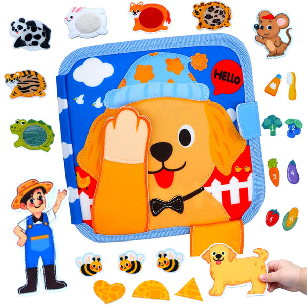 Felt Busy Book for Toddlers – Montessori Sensory Learning & Life Skills Activity Board