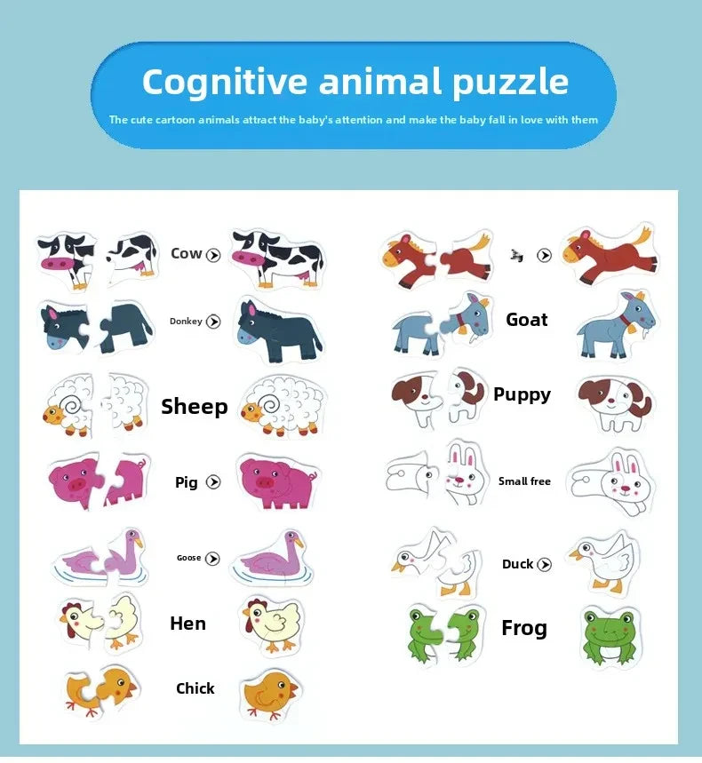 Montessori Wooden Animal Puzzle Set with Storage Box