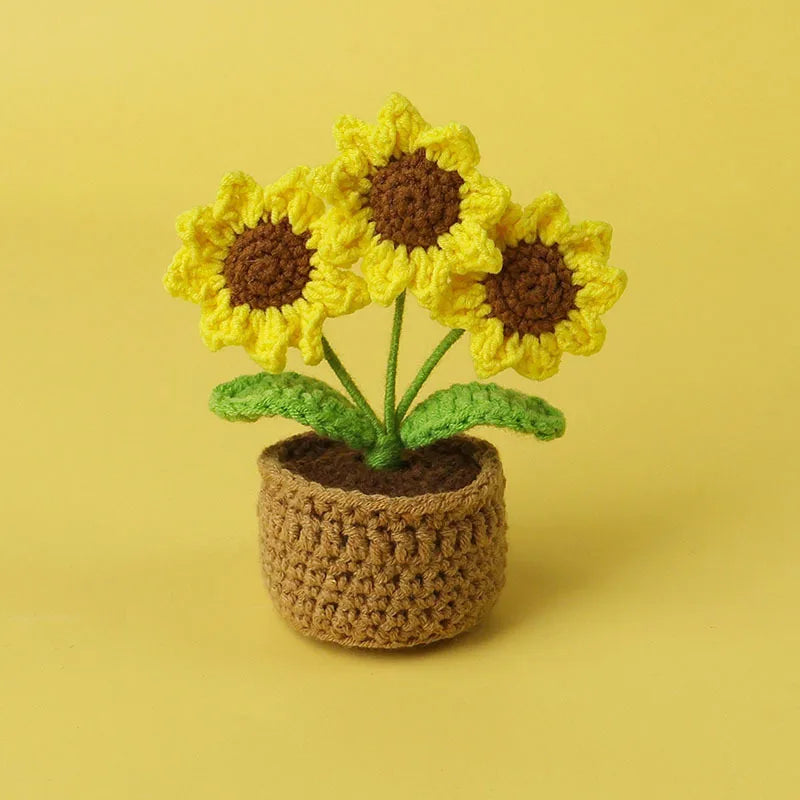 Handmade Crochet Sunflower in Pot