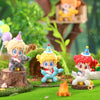 A set of Milay Rainbow Puppy Party blind box collectible figurines featuring a girl and a puppy in a forest setting.