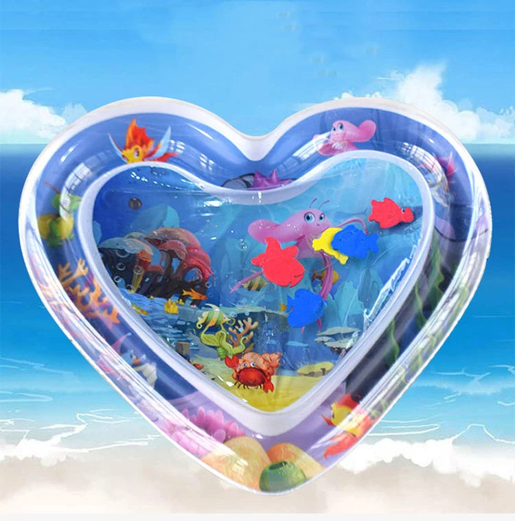 Inflatable Tummy Time Water Play Mat with Floating Fish