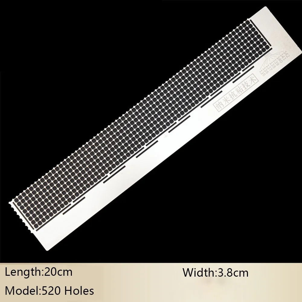 Stainless steel cross ruler for diamond painting with 520 holes, measuring 20cm by 3.8cm.