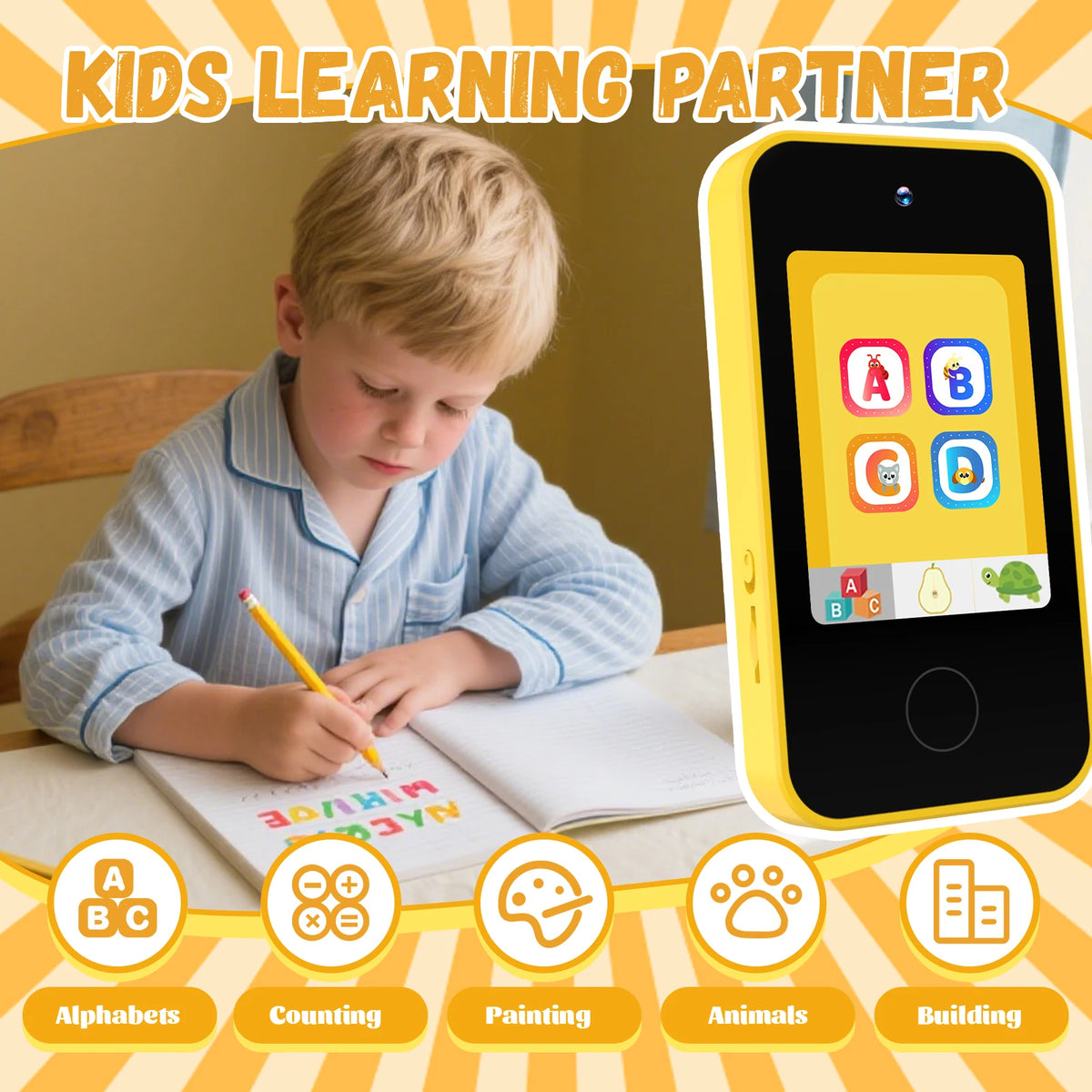 Kids Smart Phone Toy with Dual Cameras and Educational Games