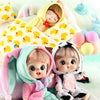 A set of mini smile dolls with poseable joints, featuring pink and yellow outfits and soft textures.