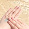 Hands showing silky crayon on skin with text about easy washing and non-mixing colors